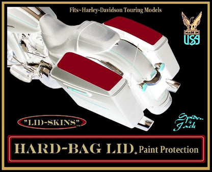 HARD BAG LID PAINT PROTECTION RED FLAMES ON BLACK CARBON FIBER LID-SKINS FOR HARLEY-DAVIDSON